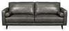 Sofa Edge de 86 po en cuir véritable avec pattes en bois et coussins de dossier amovibles - gris