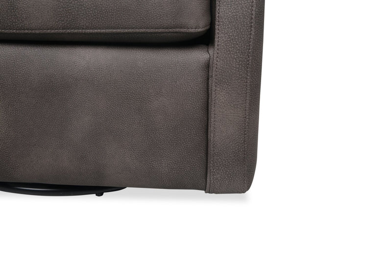 Fauteuil d’appoint pivotant Ever de 28 po en tissu d’apparence cuir - brun foncé 