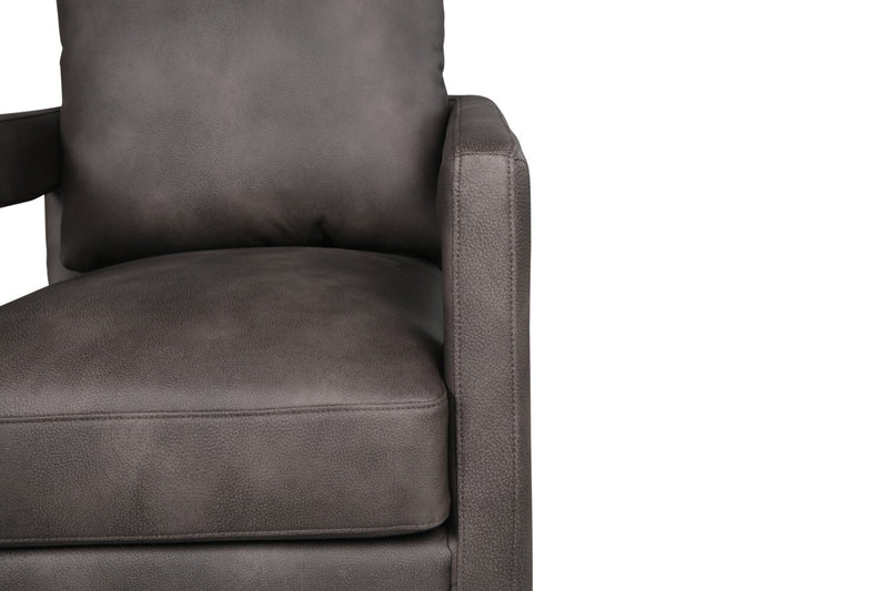 Fauteuil d’appoint pivotant Ever de 28 po en tissu d’apparence cuir - brun foncé 