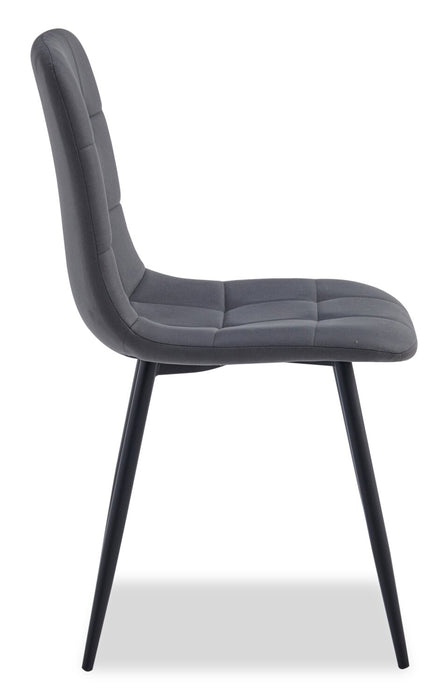 Chaise de salle à manger Arlo en métal avec siège et dossier coussinés capitonnés en tissu - anthracite