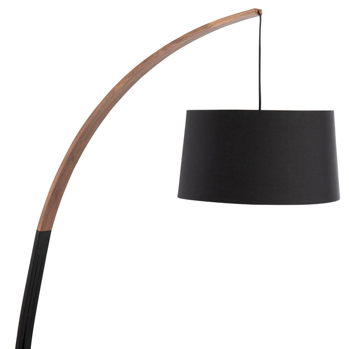 Lampe à pied moderne du milieu du 20e siècle Sybil de 18 po avec base en marbre - noyer noir