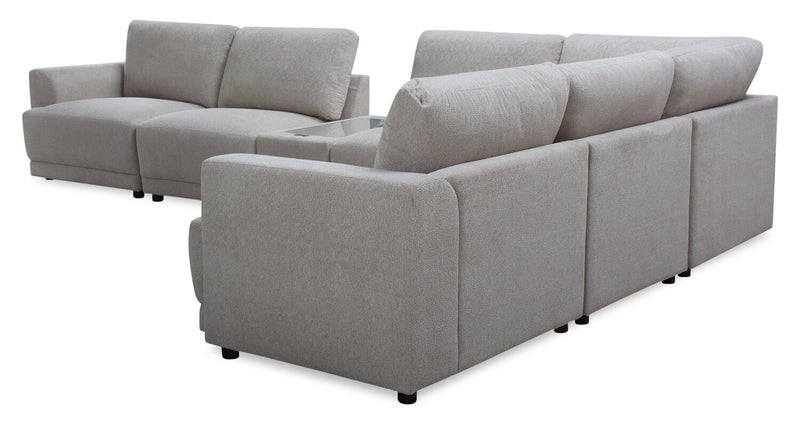 Sofa sectionnel modulaire Voyage 7 pièces en tissu avec console et coussins de dossier amovibles - taupe