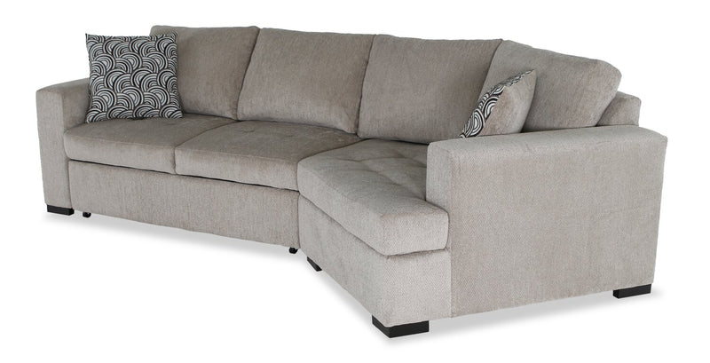 Sofa-lit sectionnel enveloppant de droite Legend 2 pièces fabriqué au Canada en tissu de chenille - beige platine