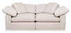 Causeuse modulaire Eclipse de 86 po en tissu d’apparence lin avec coussins réversibles en duvet et plumes - beige lin