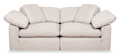 Eclipse Modular 86" Linen-Look Fabric Loveseat with Reversible Feather Down Cushions - Linen Beige | Causeuse modulaire Eclipse de 86 po en tissu d’apparence lin avec coussins réversibles en duvet et plumes - beige lin