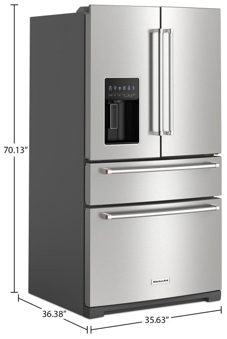 Réfrigérateur KitchenAid de 26,2 pi³ et de 36 po à portes françaises - acier inoxydable avec fini PrintShieldMC - KRMF536RPS
