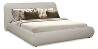  Lit plateforme rembourré moderne Luka en tissu de cuir végétalien taupe - format très grand lit