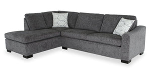 Sofa-lit sectionnel de gauche avec grand lit Aubrey de 114 po de style européen en tissu de chenille avec pattes en bois - gris