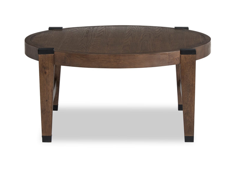 Table à café ronde Gordon de 38 po en bois massif - brune