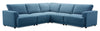 Sofa sectionnel modulaire Voyage 5 pièces en tissu avec coussins de dossier amovibles - bleu