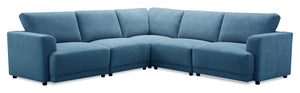 Sofa sectionnel modulaire Voyage 5 pièces en tissu avec coussins de dossier amovibles - bleu