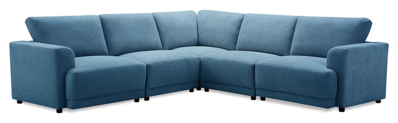 Sofa sectionnel modulaire Voyage 5 pièces en tissu avec coussins de dossier amovibles - bleu