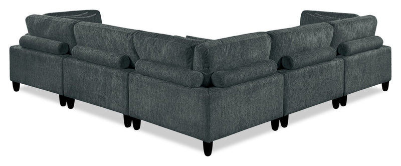 Sofa sectionnel modulaire Lounge 5 pièces en chenille - gris
