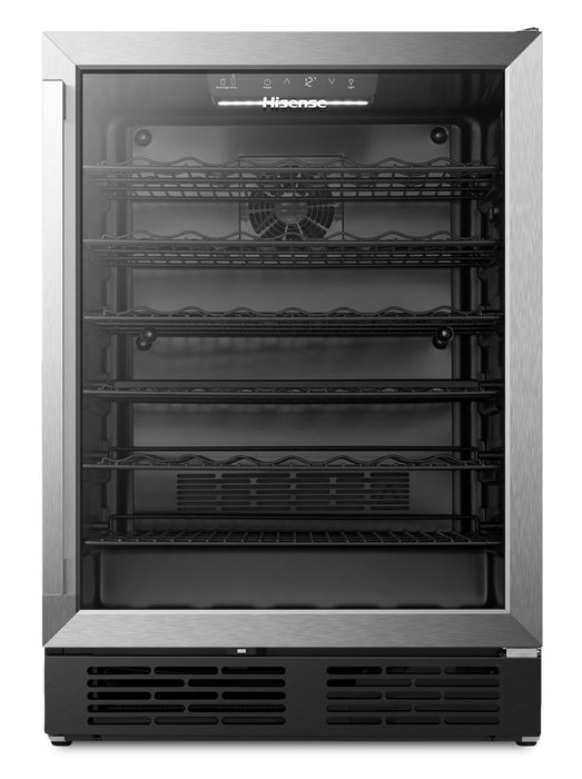 Refroidisseur hybride à boissons et à vin Hisense de 5,4 pi3 pour 54 bouteilles avec porte réversible - noir - HWS054B1ASD