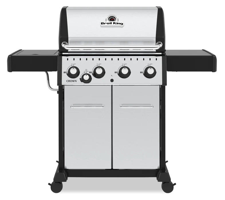 Gril à gaz naturel CrownMC S 440 en acier inoxydable de Broil King avec brûleur latéral - 865367