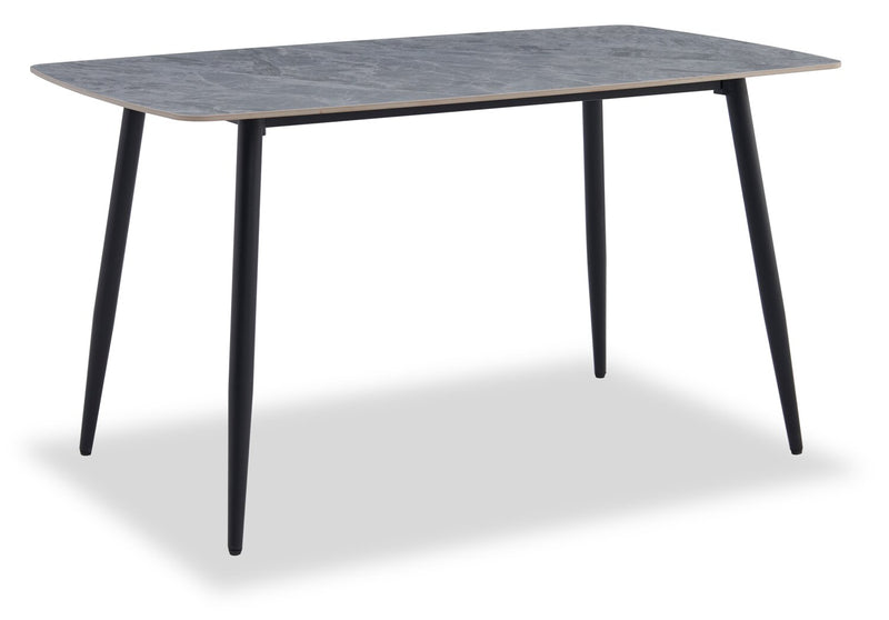 Ensemble de salle à manger Arlo 7 pièces en pierre frittée et métal avec table de 55 po (L) et 6 chaises grises - gris et noir