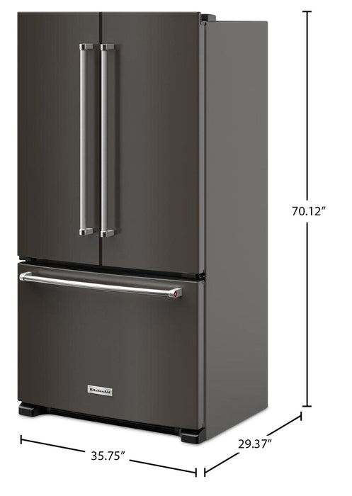Réfrigérateur KitchenAid de 36 po et de 20 pi3 de profondeur comptoir à portes françaises - acier inoxydable noir - KRFC136RBS