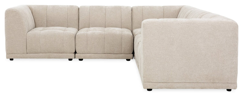 Sofa sectionnel modulaire Oaklyn 5 pièces en tissu avec coussins de siège capitonnés - beige