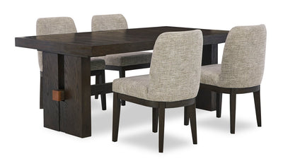 Metro 5pc Dining Set with Table & 4 Chairs; 72-90"W Extension, Trestle Base - Brown | Ensemble de salle à manger Marc 5 pièces avec table, rallonge de 72 po à 90 po (L), base à tréteaux et 4 chaises - brun