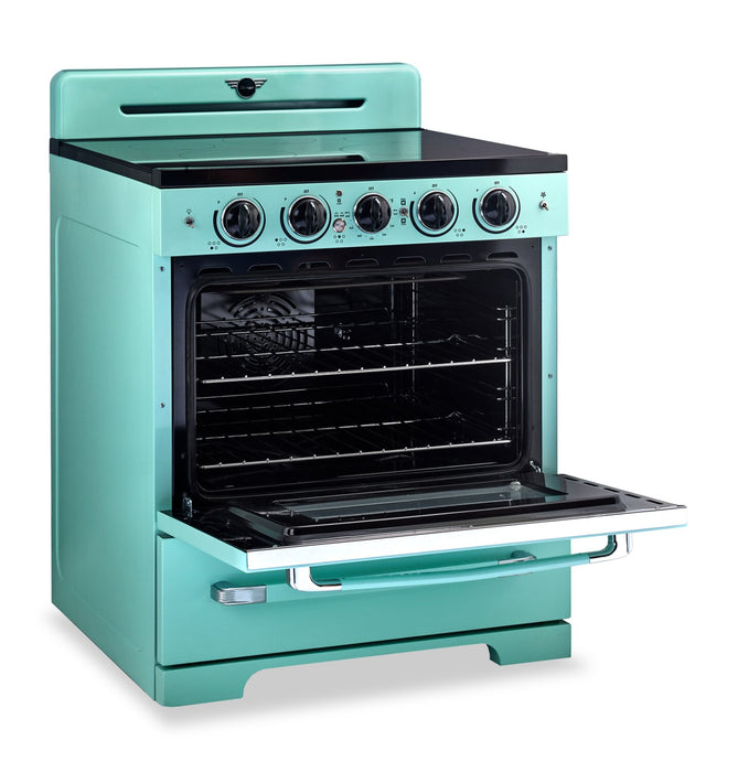 Cuisinière à induction Classic Rétro par Unique de 30 po et de 3,9 pi3 - turquoise brume marine - UNQ-30CR IC T