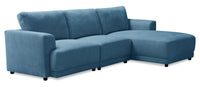  Sofa sectionnel modulaire de droite Voyage 3 pièces en tissu avec coussins de dossier amovibles - bleu