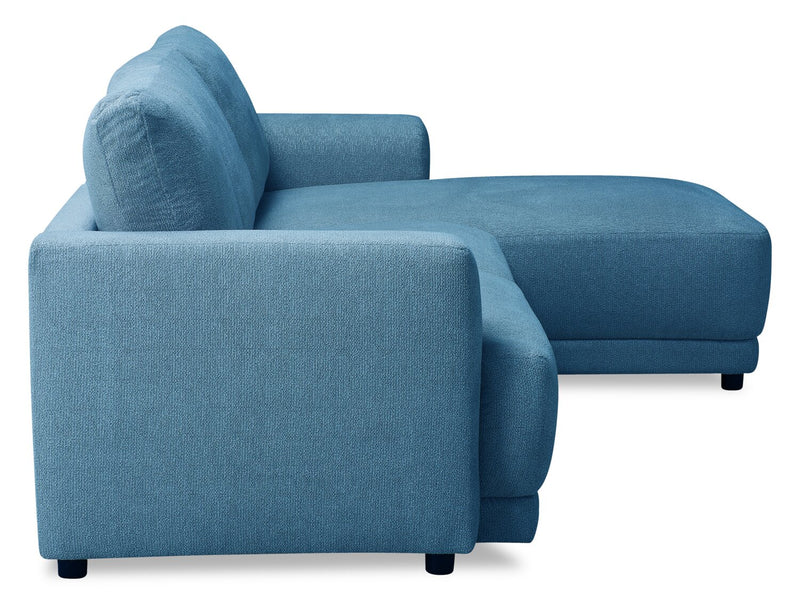 Sofa sectionnel modulaire de droite Voyage 3 pièces en tissu avec coussins de dossier amovibles - bleu