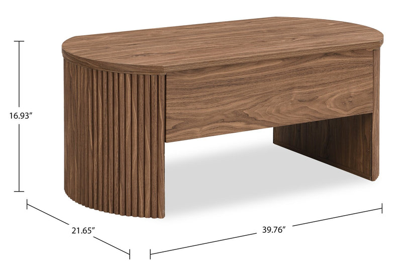 Table à café Briggs de 39,76 po avec dessus relevable et rangement - brune