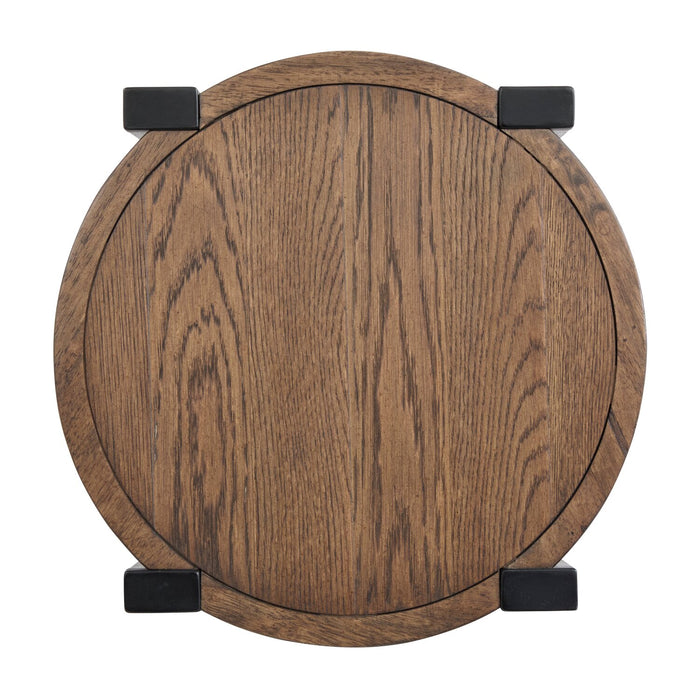 Table de bout ronde Gordon de 18 po en bois massif - brune