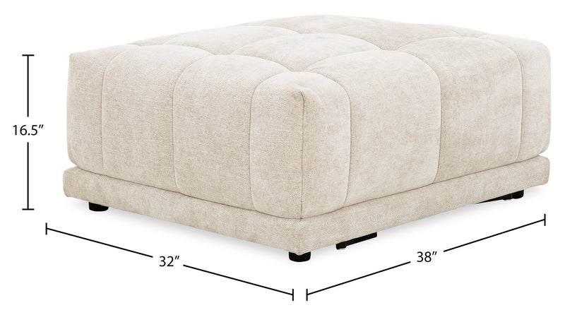 Pouf modulaire Oaklyn de 38 po en tissu avec coussin de siège capitonné - beige