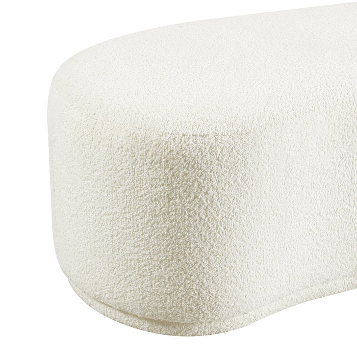 Banc arrondi Maren de 47,25 po en tissu - crème