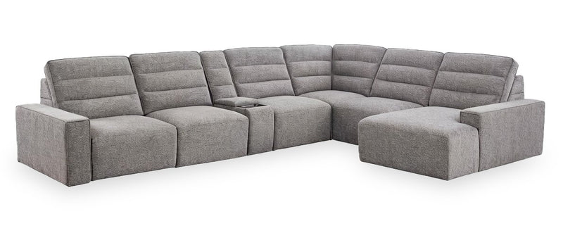 Sofa sectionnel de droite Prestige de Shaquille O’Neal Home 7 pièces avec inclinaison et coulissement électrique - gris