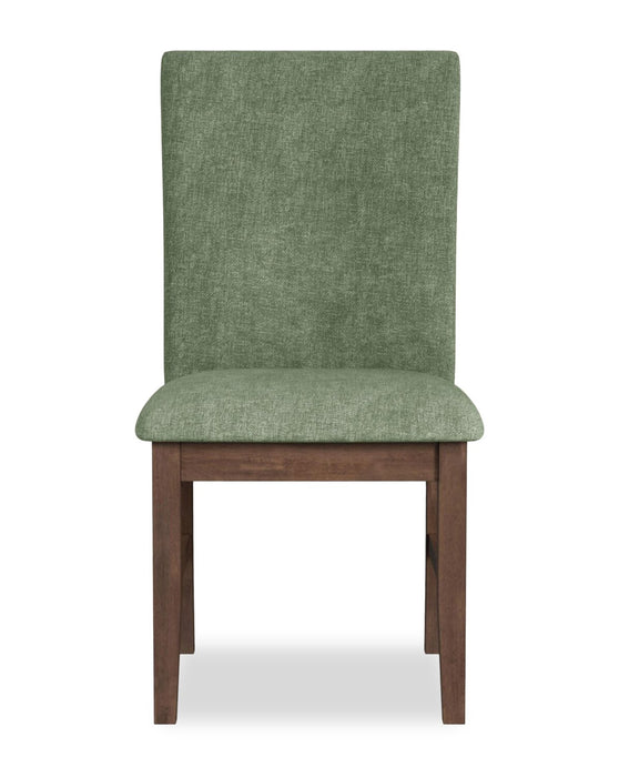 Chaise de salle à manger Rain avec siège et dossier rembourrés en tissu - verte