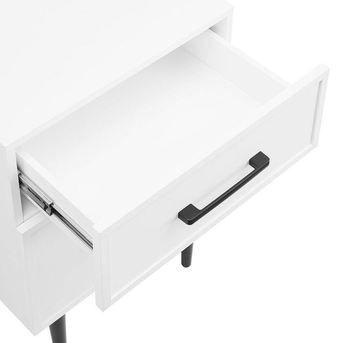 Table de nuit Brax de 18 po (l) x 25,75 po (H) à 2 tiroirs - blanche