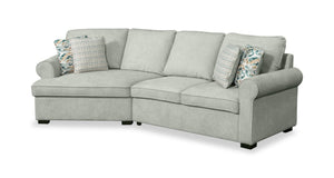 Sofa sectionnel enveloppant de gauche Haven de Scott Living 2 pièces en tissu de chenille - bleu écume de mer