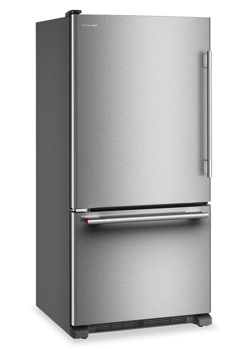 Réfrigérateur KitchenAid de 22 pi³ et de 33 po de profondeur standard à congélateur inférieur - KRBL133SPS