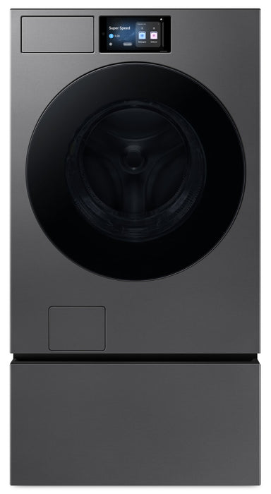 Laveuse Bespoke de Samsung à chargement frontal de 6,1 pi3 avec détecteur de tissu par IA - acier foncé - WF90F53ADSA5