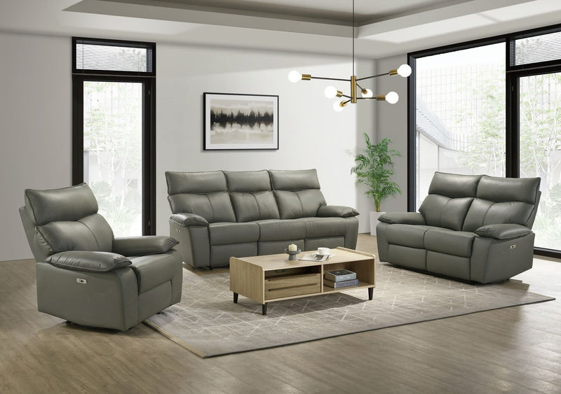 Fauteuil à inclinaison électrique Matteo de 42 po en cuir véritable - gris Aviarah