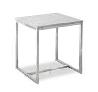  Table de bout moderne Sampson en marbre de 20 po - blanc