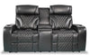 Causeuse de massage à inclinaison électrique Elite de 74 po en cuir véritable avec appuie-têtes électriques et accoudoirs de rangement - noire