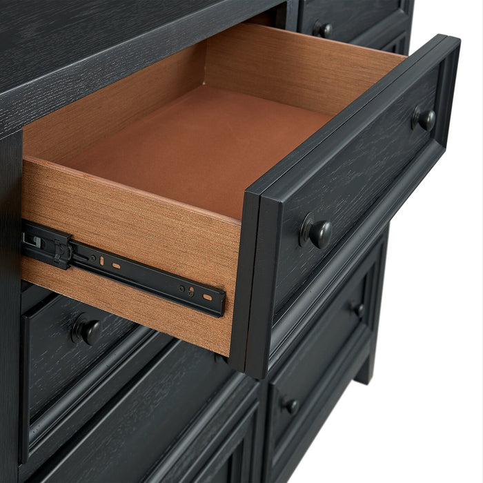 Commode Casa de 54 po (l) x 44 po (H) à 8 tiroirs en bois pour la chambre à coucher - noire