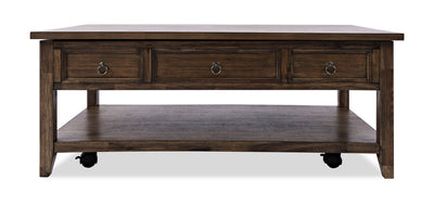 Branson 48" Lift Top Coffee Table with Storage and Casters - Dark Brown | Table à café Branson de 48 po avec dessus relevable, rangement et roulettes - brun foncé | BRANSCTB