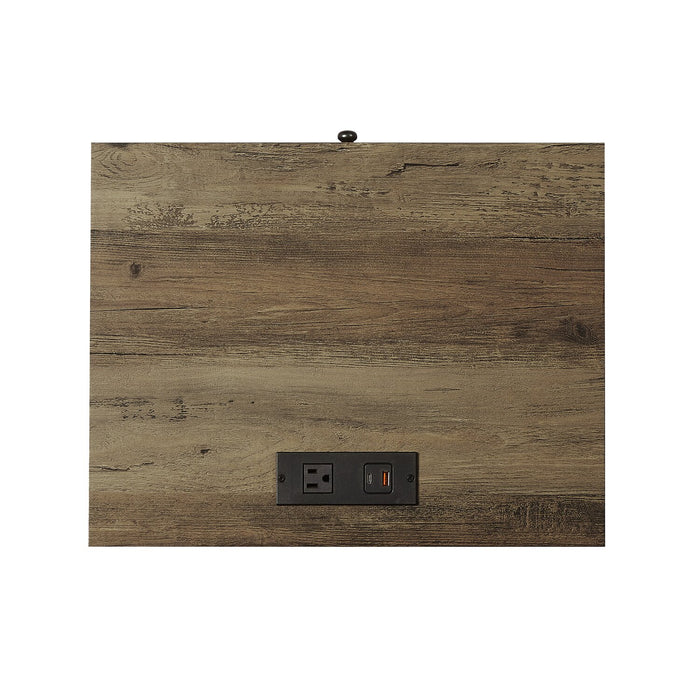 Table de nuit Theo de 18 po (l) x 25,75 po (H) à 1 tiroir avec armoire de rangement - brune