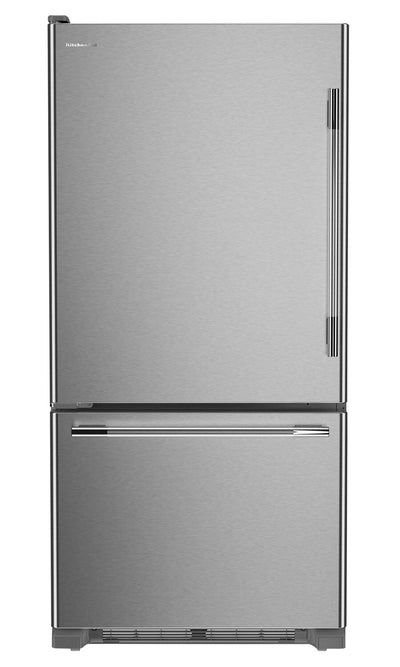 KitchenAid 33" 22 Cu. Ft. Standard-Depth Bottom Mount Refrigerator - KRBL133SPS | Réfrigérateur KitchenAid de 22 pi³ et de 33 po de profondeur standard à congélateur inférieur - KRBL133SPS