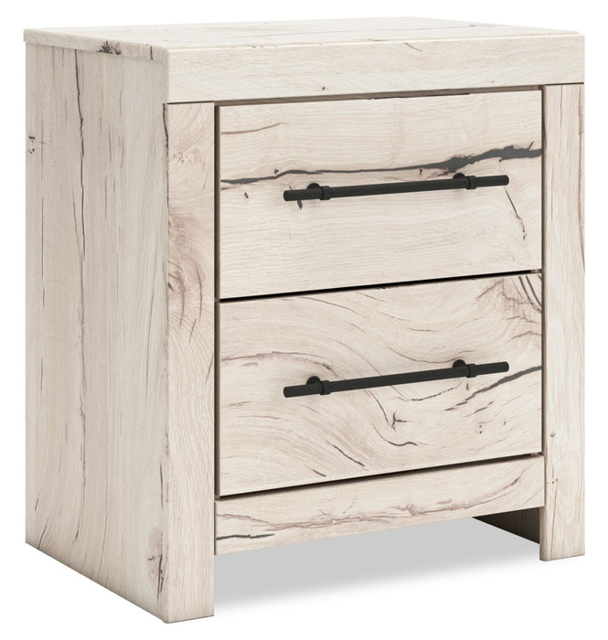 Ensemble de chambre à coucher Derekson 6 pièces blanc rustique avec lit à panneaux, commode, miroir et table de nuit - format très grand lit