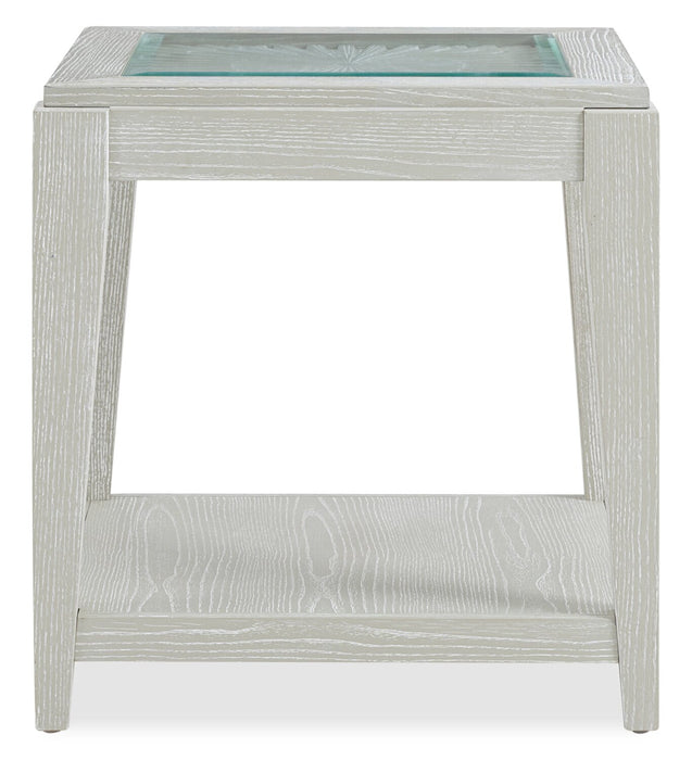 Table de bout Vida 23 po en bois massif avec tablette - sable