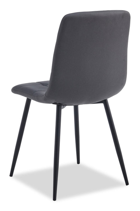 Chaise de salle à manger Arlo en métal avec siège et dossier coussinés capitonnés en tissu - anthracite