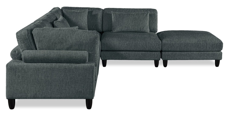 Sofa sectionnel modulaire Lounge 5 pièces en chenille avec pouf - gris
