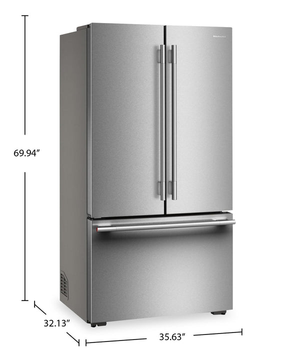Réfrigérateur KitchenAid de 36 po et de 24 pi3 de profondeur comptoir à portes françaises - inoxydable PrintShieldMC - KRFC236SPS