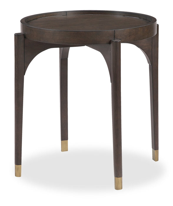 Table de bout ronde moderne Neeva de 24 po - bouleau brun foncé