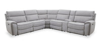  Sofa sectionnel à inclinaison électrique Newport de Cindy Crawford Home 6 pièces en suédine avec fauteuil inclinable sans accoudoirs - gris